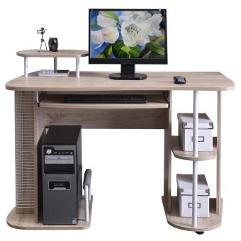 Bureau Informatique Avec Tablette Coulissante Et Etageres Chene Achat Prix Fnac