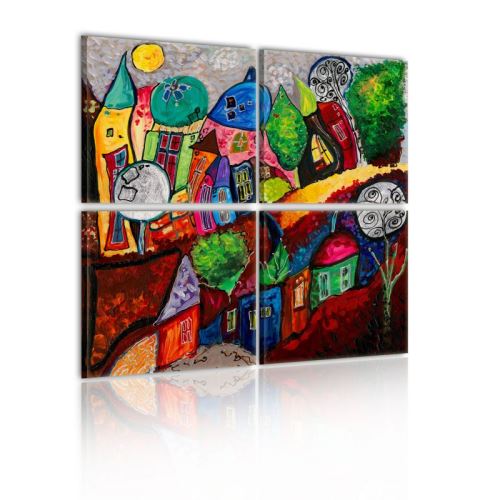 Tableau - Ville multicolore .Taille : 90x90