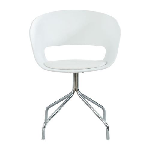 LORIS Chaise de bureau - Simili blanc - Style contemporain - L 58 x P 56 cm