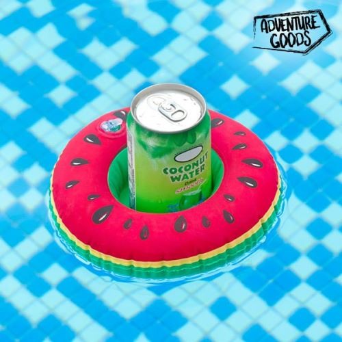 Bouée support gonflable canettes pastèque pour piscine - plateau poser boisson mer et piscine