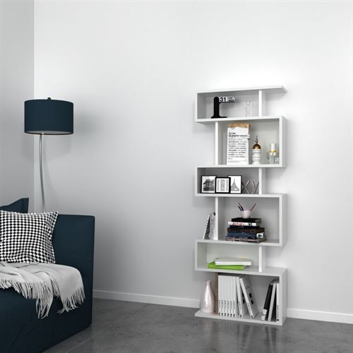 HOMEMANIA Bibliothèque Tablero avec Étagères, Meuble de Rangement - pour Salon, Bureau - Blanc en Bois, 60 x 20 x 156,6 cm