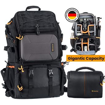 TARION Pro PB-01 Sac Photo Grande Capacité - Pour 2 Appareils 7 Objectifs + Ordinateur 15.6" Avec Sac Ceinture