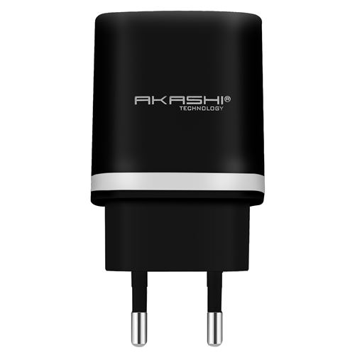 Chargeur Secteur 2 port USB 2.1A + Câble Micro-USB 1m - Akashi Noir