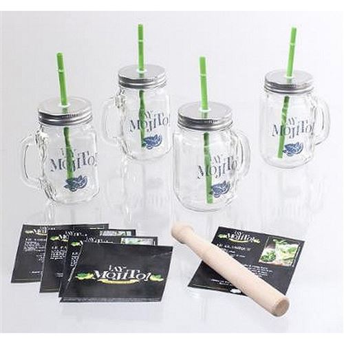 Coffret Mojito 9 Pieces Choppes Pailles Pilon Recettes Cocktail Soiree