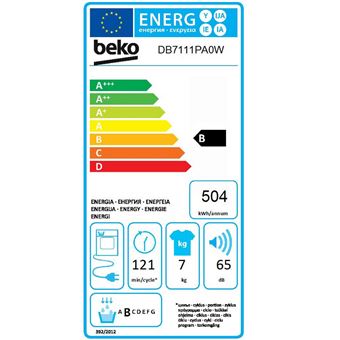 Beko DB7111PA0W - Sèche-linge - largeur : 59.7 cm - profondeur : 56.8 cm - hauteur : 84.6 cm - chargement frontal - blanc