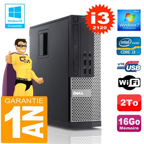 Pc dell 990 sff core i3-2120 ram 16go disque 2 to wifi w7