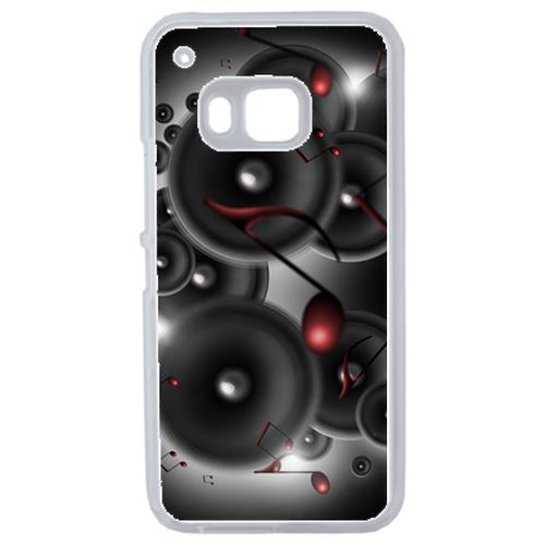 Coque Enceintes Note De Musique Rouge Compatible Htc One 2 M9 Transparent