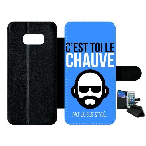 Etui à rabat samsung galaxy s8+ plus c est toi le chauve moi je suis styl 12