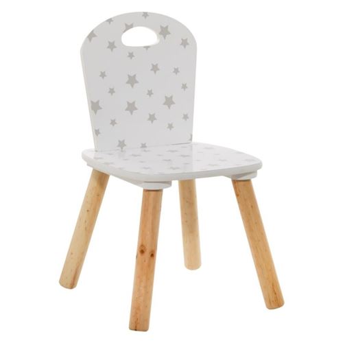 Atmosphera Kids - Chaise enfant en bois Douceur - Blanc avec motifs - Douceur