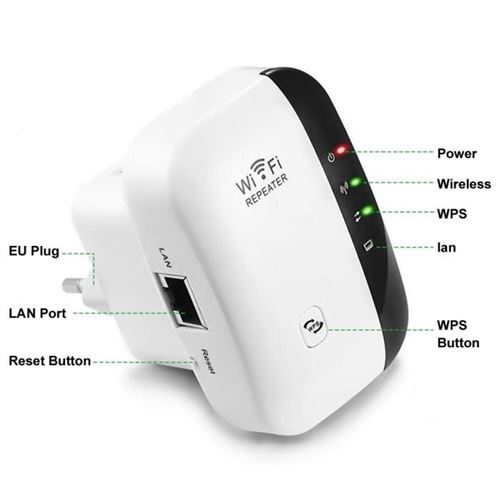 Répéteur WiFi Wewoo Amplificateur répéteur routeur de réseau avec signal  wifi et extension sans fil n à 300 mbits / s 2 antennes externes, prise ue  (noir)