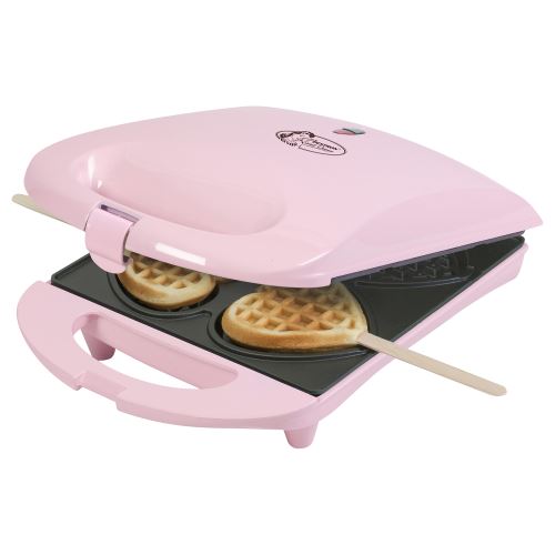 gaufrier forme de 4 coeurs sur bâtonnets 780w rose - dsw271p