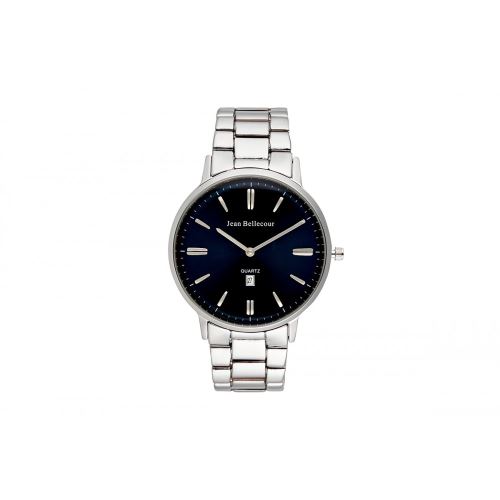 Montre Homme Jean Bellecour à Quartz Cadran Bleu 40mm Et Bracelet Silver En Acier JBN28