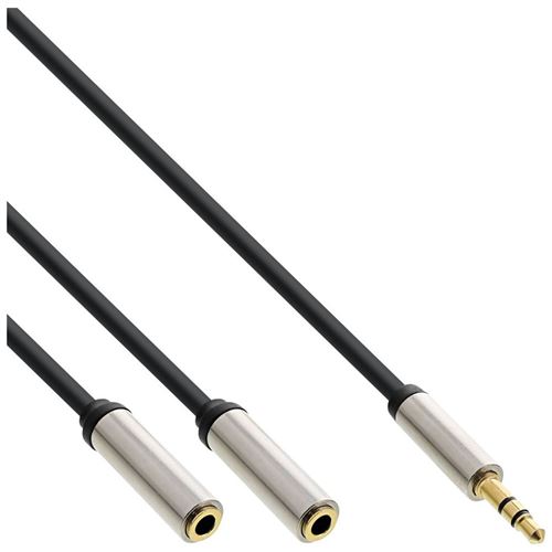 Câble en Y Slim Audio InLine® de 3,5 mm à 2x femelle de 1 m