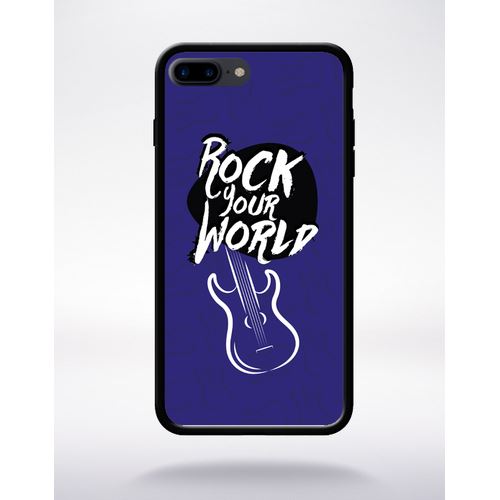 Coque Rock Your World Fond Bleu Electrique Compatible Apple Iphone 7 Plus Bord Noir Silicone