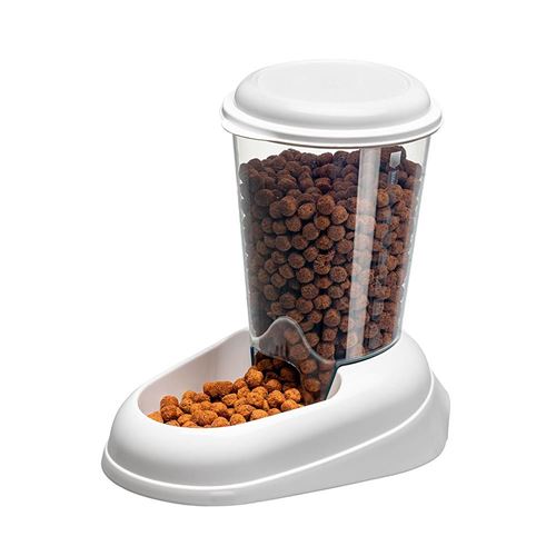 Ferplast Distributeur de nourriture sèche, croquettes pour chats et chiens 3 litres ZENITH Mangeoire pratique, distributeur de nourriture, biscuits pour animaux, réservoir transparent avec couvercle, base anti-dérapante, 20,2 x 29,2 x h 28,8 cm Blanc