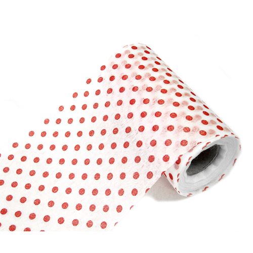 Lot de 10 Rouleaux en tissus non tissé à pois coloris rouge - 10 cm x 10 m