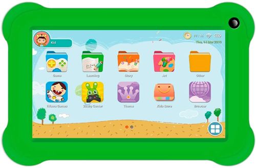InnJoo Tablet Infantil K701 Blanc avec Cadre DE Protection Vert - QC - 1GB RAM - 16GB - 7'/17.78CM - Android 8.1 GO - CAM 0.3/2MPX