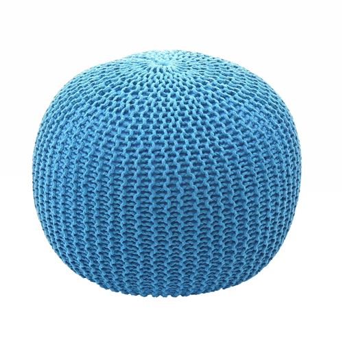 Pouf MENDLER HWC-E16 à grosses mailles 40x50cm turquoise