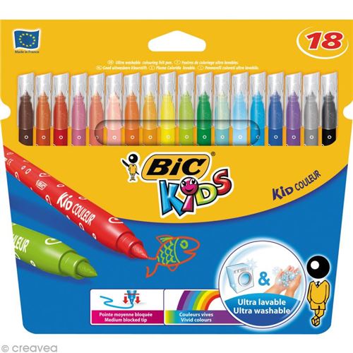 Bic Kids Couleur Feutres de coloriage pointe moyenne - Pochette de 18 couleurs assorties - vue 1