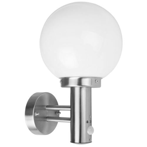 Applique boule Inox 60W avec détecteur