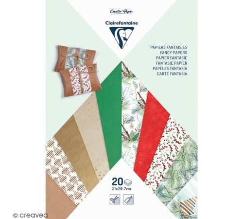 Papiers fantaisies multiusages A4 - Noël végétal - 20 feuilles