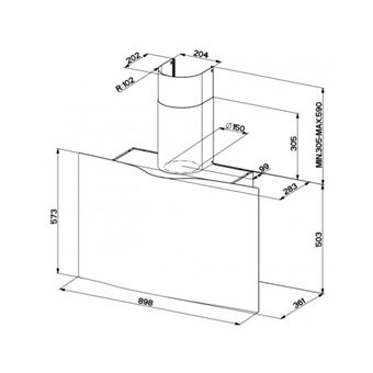 Faber Veil WH A90 - Hotte - hotte décorative - largeur : 89.8 cm - profondeur : 36.1 cm - extraction et recirculation (avec kit de recirculation supplémentaire) - avec moteur interne - blanc