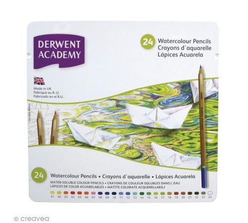 Boîte de crayons de couleur aquarellables - Derwent Academy - 24 pcs