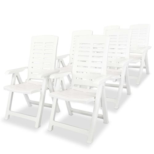 Vidaxl Blanc Chaises De Jardin Inclinables - Plastique - Image 2