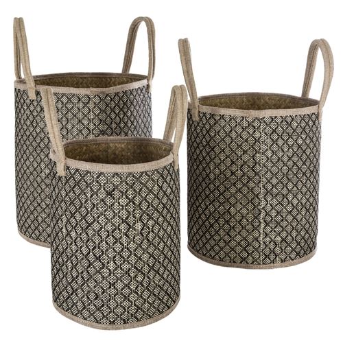 Trio de panier en osier Nomade - Beige et Noir