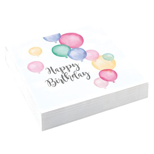 Amscan serviettes de table Happy Birthday 16,5 cm papier pastel 20 pièces