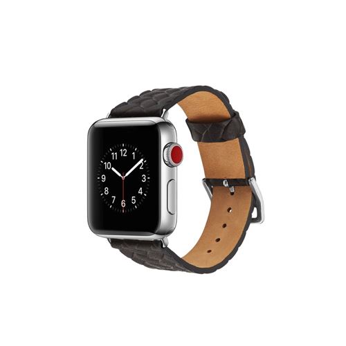 Bracelet en cuir véritable tissé noir pour votre Apple Watch Series 4 44mm/Series 3/2/1 42mm