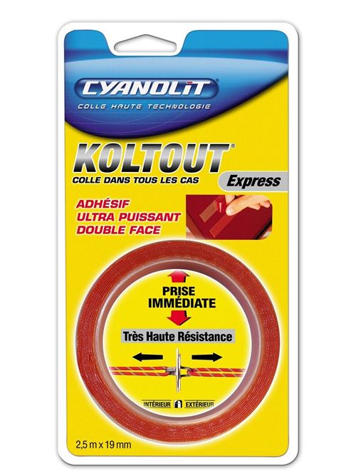 Cyanolit 33507240 Blister de Koltout Express ruban adhésif 2,5 m x 19 mm