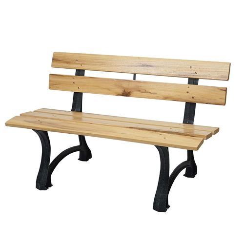 Banc de jardin HWC-F96, banc du parc, banquette en bois, fonte ~ 3 places, 170cm marron clair