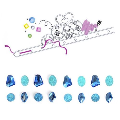 Coffret diadèmes de princesse à customiser - pierres précieuses bleues