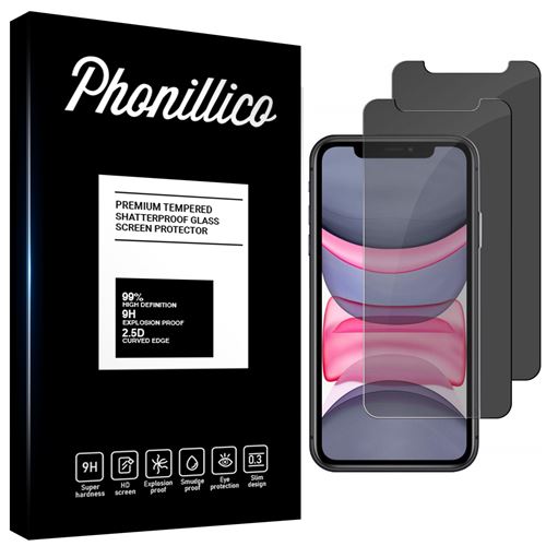 Verre Trempe pour iPhone 11 [Pack 2] Film Noir Anti Espion Vitre Protection Ecran [Phonillico®]