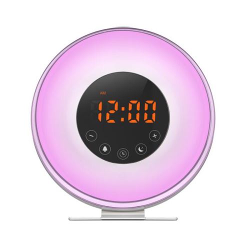Lampe De Chevet Portable Lever Du Soleil Et Coucher De Soleil Nature Réveil Avec Radio FM, lumières d'ambiance couleur RGB