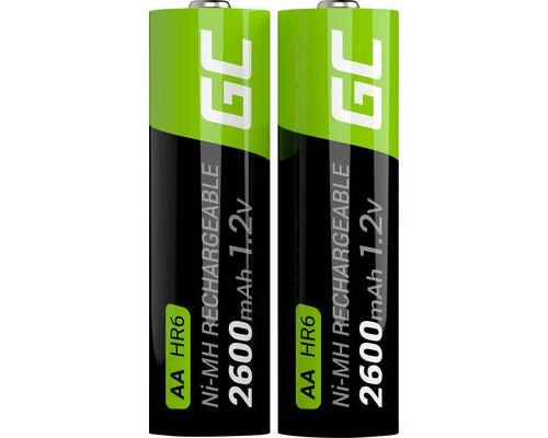 2x piles AA rechargeables 2600mAh HR6 Green Cell