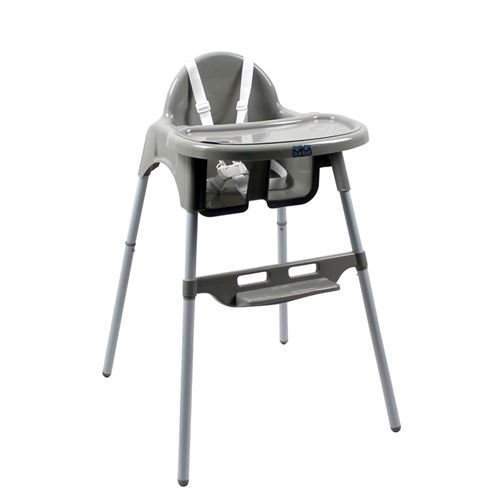 Chaise haute b&eacute;b&eacute; r&eacute;glable hauteur et tablette - Gris