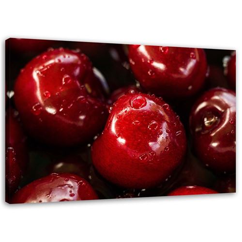 Impression sur toile Tableau Image murale moderne Canevas Fruits Cerises Gouttes 120x80