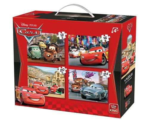 King puzzle Disney Cars II 4-en-1 étui 4-en-1 4 pièces