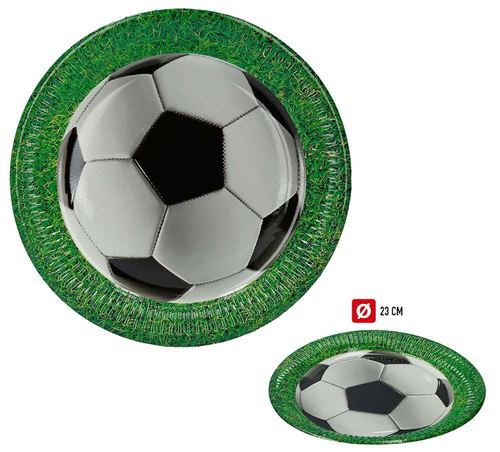 Pack 8 assiettes party Football 23 cm