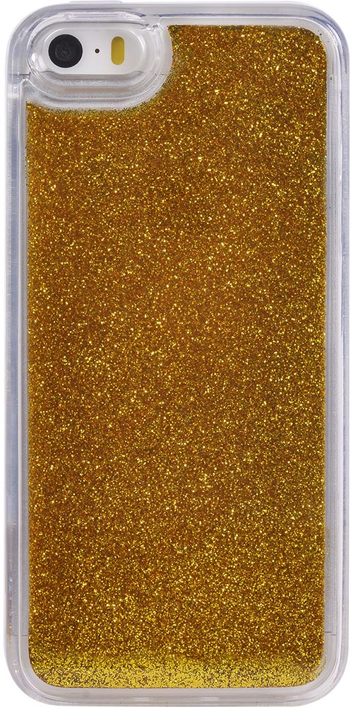 Coque rigide liquide avec paillettes dorées pour iPhone 5/5S/SE