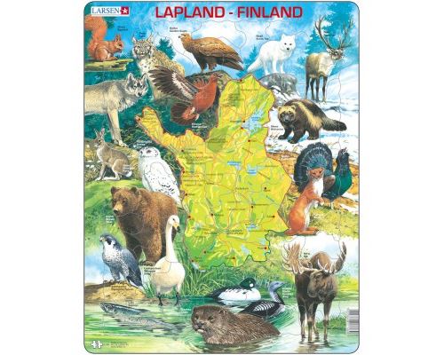 Puzzle 75 Pièces : Puzzle Cadre - Carte de la Laponie et de la Finlande (en Finnois), Larsen