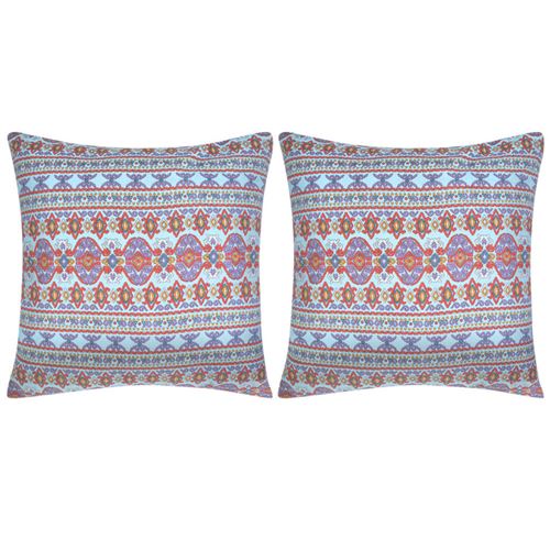 vidaXL Housse d'Oreiller Coussin 2 pcs Toile Aztèque Multicolore 80 x 80 cm