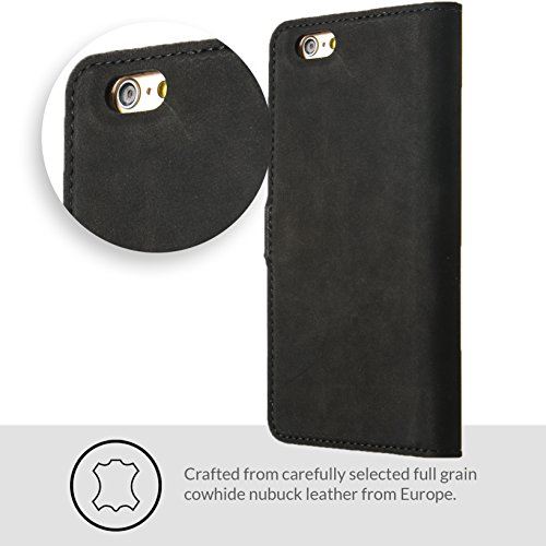 Snakehive Etui/Portefeuille D iPhone 6S / 6 Issu de la Collection Vintage de en Cuir de Nubuk avec Compartiments pour Cartes bancaires/Billets - Noir