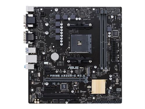 ASUS Prime A320M-C R2.0 Emplacement AM4 AMD A320 Micro ATX - Cartes mères (DDR4-SDRAM, DIMM, 2133,2400,2666,2933,3200 MHz, Dual, 32 Go, AMD)