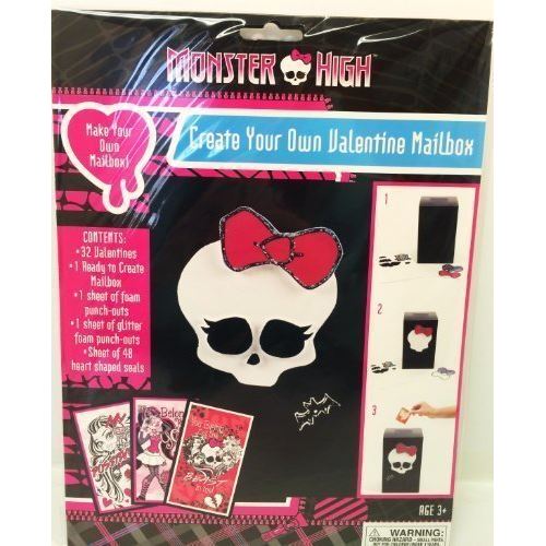 Monster High Créez votre propre boîte aux lettres Saint-Valentin Plus 32 cartes, autocollants et perforations scintillantes
