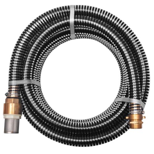 vidaXL Tuyau d'aspiration avec raccords en laiton 15 m 25 mm Noir