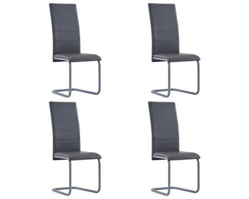vidaXL 4 pcs Chaises de salle à manger Gris Similicuir
