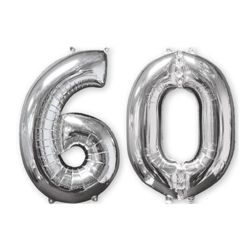 ballon chiffre 60 argent 66cm